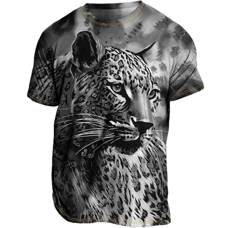 ETST WENDY 005 Heren T-shirt Zomer Kat Tijger Panter Print Hoge Kwaliteit Heren Top Alledaagse Casual Kleding Mode Retro Korte Mouw t-shirt L