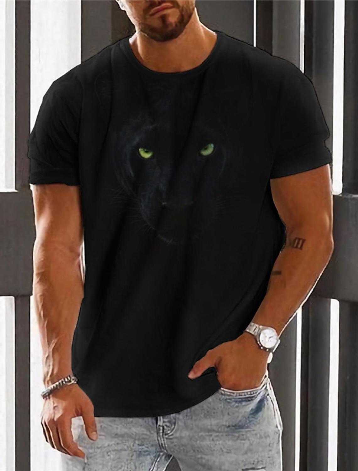 Kukebang Heren T-shirt Voor Mannen 3D Gedrukt Grafische Wolf T-shirts Oversized Fashion Tops Korte Mouwen Zomer Herenkleding Straat tees XL