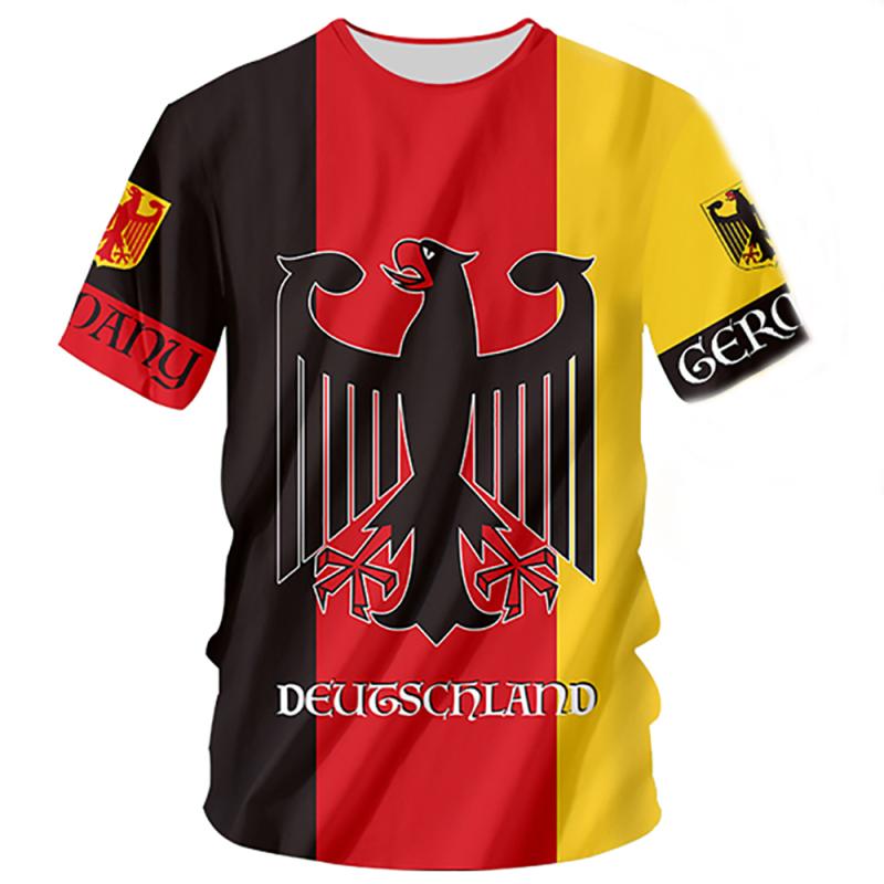ETST WENDY Duitsland Nationale Vlag Patroon Heren T-shirt Zomer Ademend Materiaal Sneldrogend Tees Mode Ronde Hals Oversized Korte Mouw L