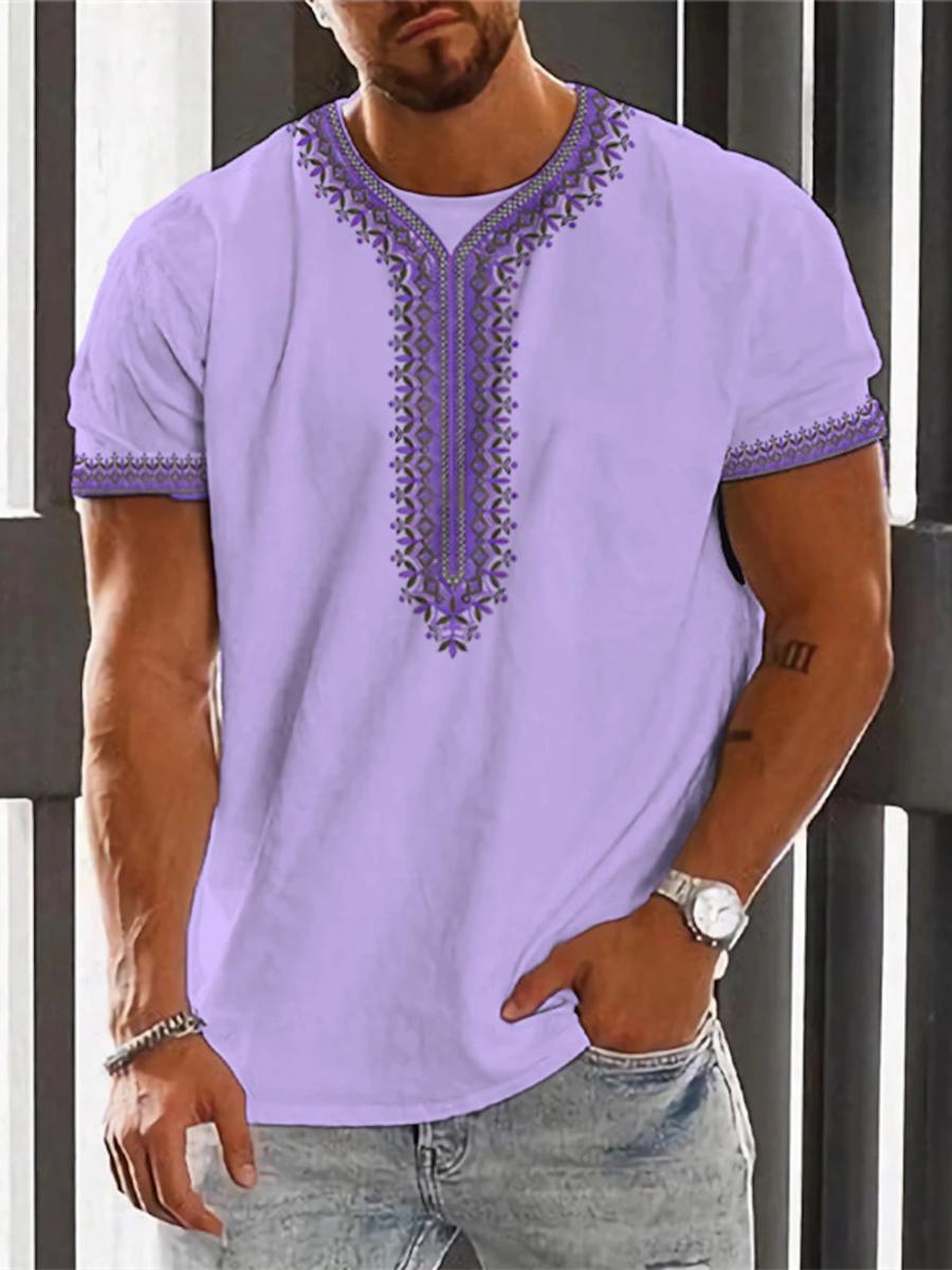 Kukebang Vintage Etnische T-shirt 3D Print Kleding O-hals Mannen Tops Oversized Korte Mouw Tee Zomer Losse Mannelijke Streetwear Herenkleding M