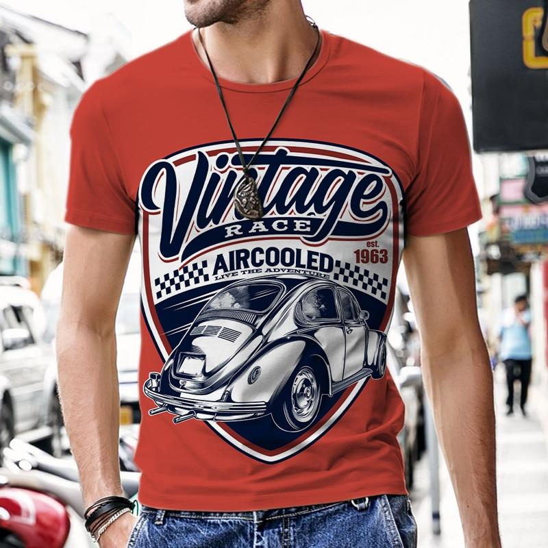 ETST WENDY Zomer heren Vintage T-shirts Retro Auto Mode Tops 3D Gedrukt O Hals Oversized Korte Mouw Harajuku Grappige Mans Streetwear XL