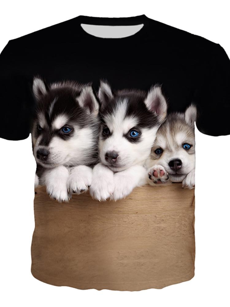 Baibao QIQI Hond Husky 3D Print T-shirt kleding Dier Husky T-shirts Mannen Vrouwen Zomer Nieuwe Mode Casual Hip Hop Tops XL