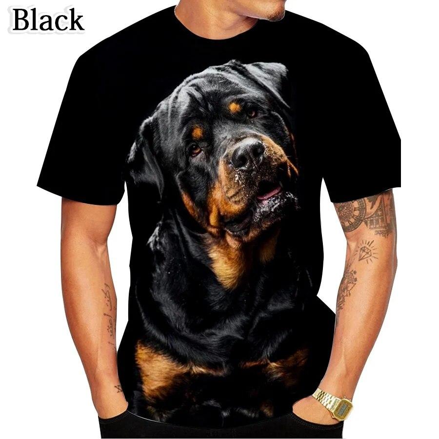 ETST 07 est Fashion Persoonlijkheid Ontwerp Leuke Hond Rottweiler 3D Bedrukt T-shirt Grappige Stijlvolle Heren en Dames M