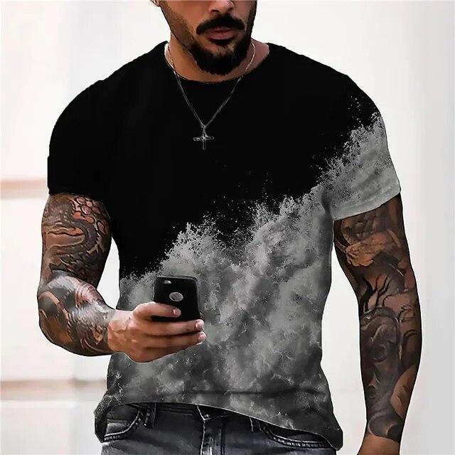 Bobby 2 Natuurlijk landschap bedrukt T-shirt Mode heren T-shirt met ronde hals, casual Aurora-patroon, knappe sneldrogende heren-T-shirts S