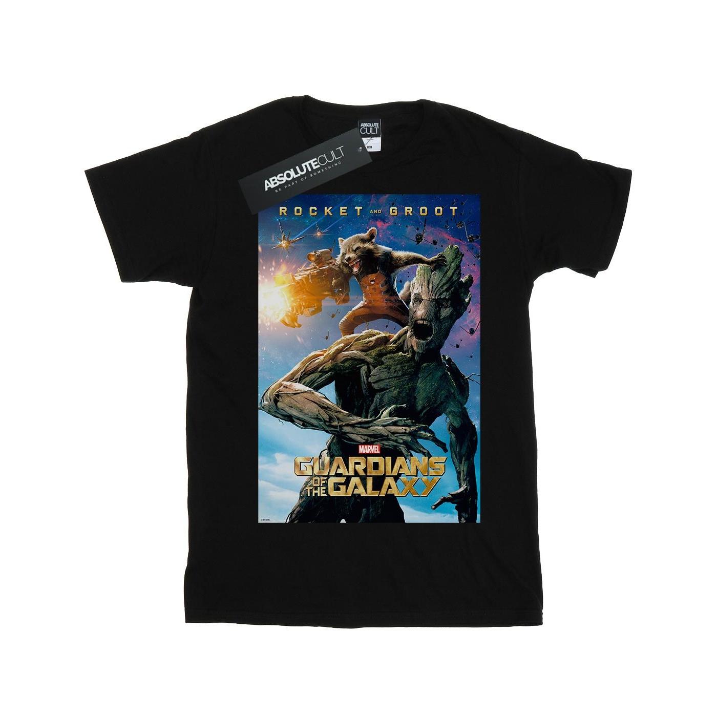 Marvel Heren Guardians of the Galaxy Rocket en Groot Poster T-shirt XXL zwart