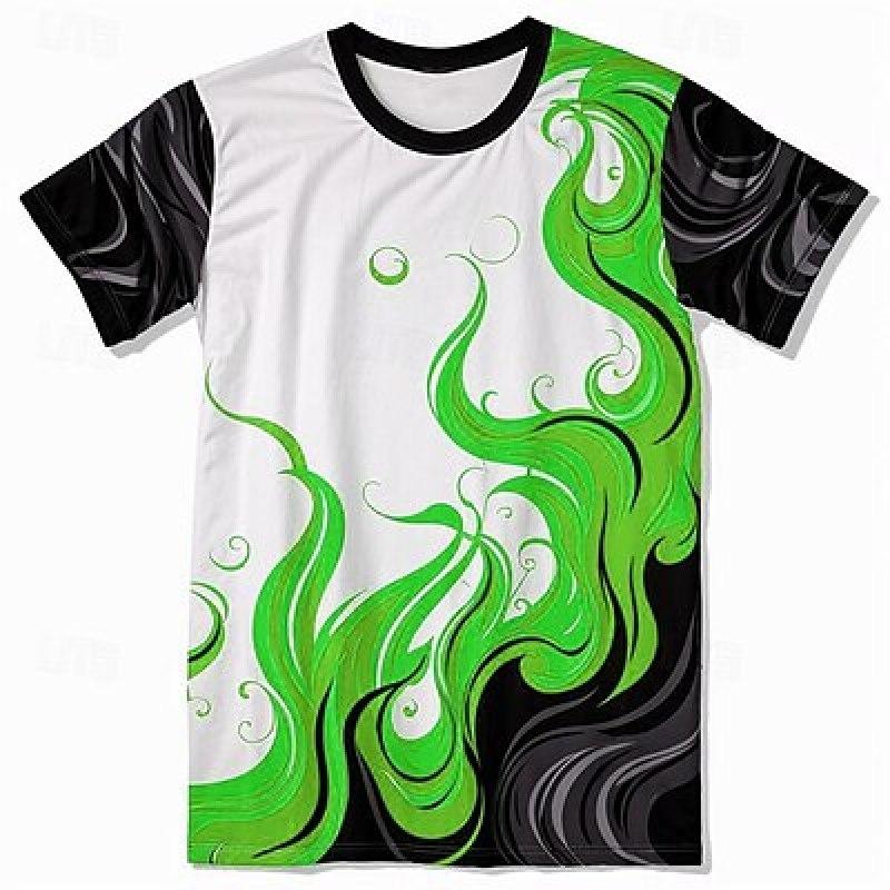 ETST 07 Grafische Flame Daily Designer Retro Vintage Heren 3D Print T-shirt T-shirt Sport Buiten Vakantie Uitgaan T-shirt Korte Mouw Ronde Hals Shirt S