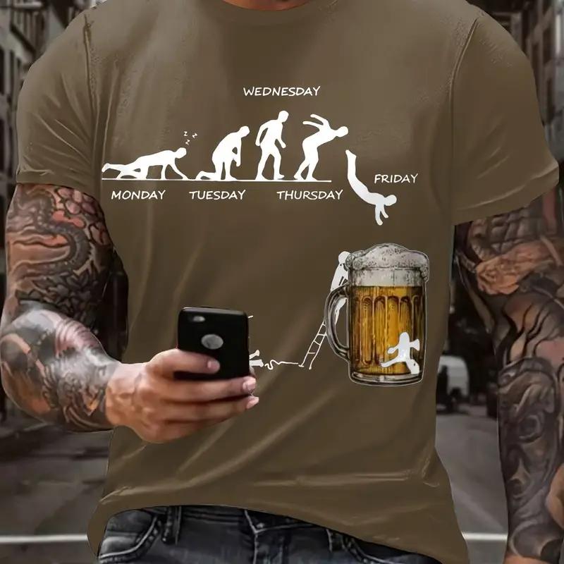 ETST 03 Zomerbier Heren T-shirts 3d Print Grappige T-shirts Polyester Ademend Korte Mouw Losse Tops T-shirts Oversized T-shirt Herenkleding XL
