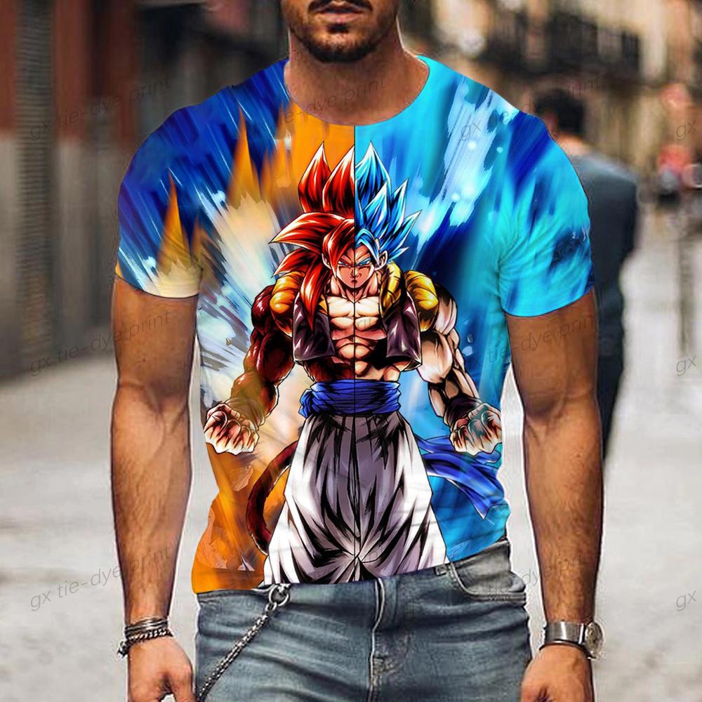 ETST 011 2024 Dragon Ball Z Oversized Heren T-shirt Heren T-shirt Trend Goku Kinder Vegeta Kleding Korte Mouw L