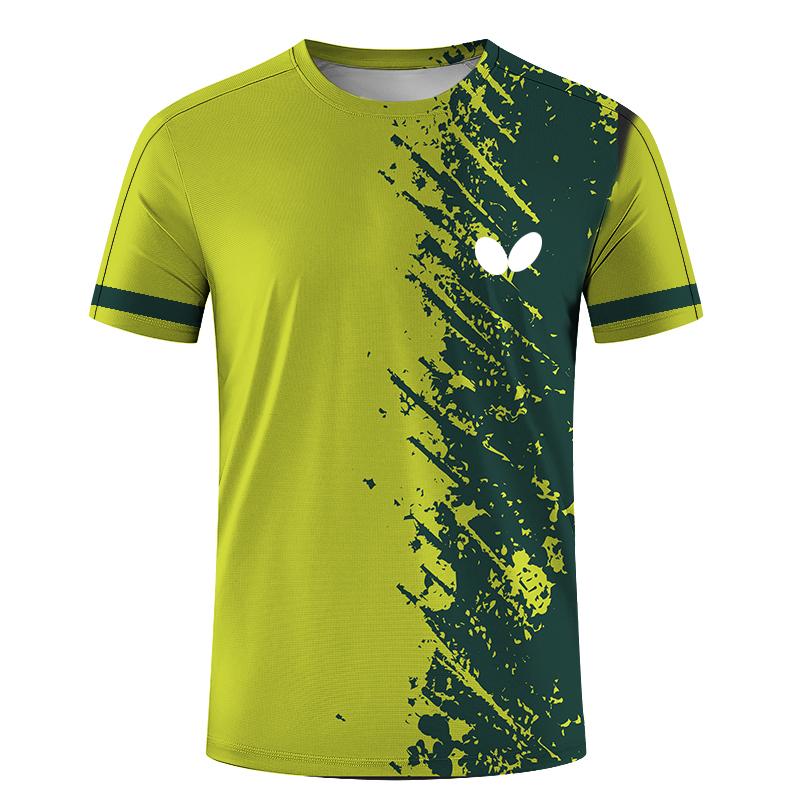 Bobby3 Zomer Heren Tafeltennis T-shirts Snel Droog Korte Mouw Tops Fitness Hardloopshirt Ademend Casual Sportkleding S