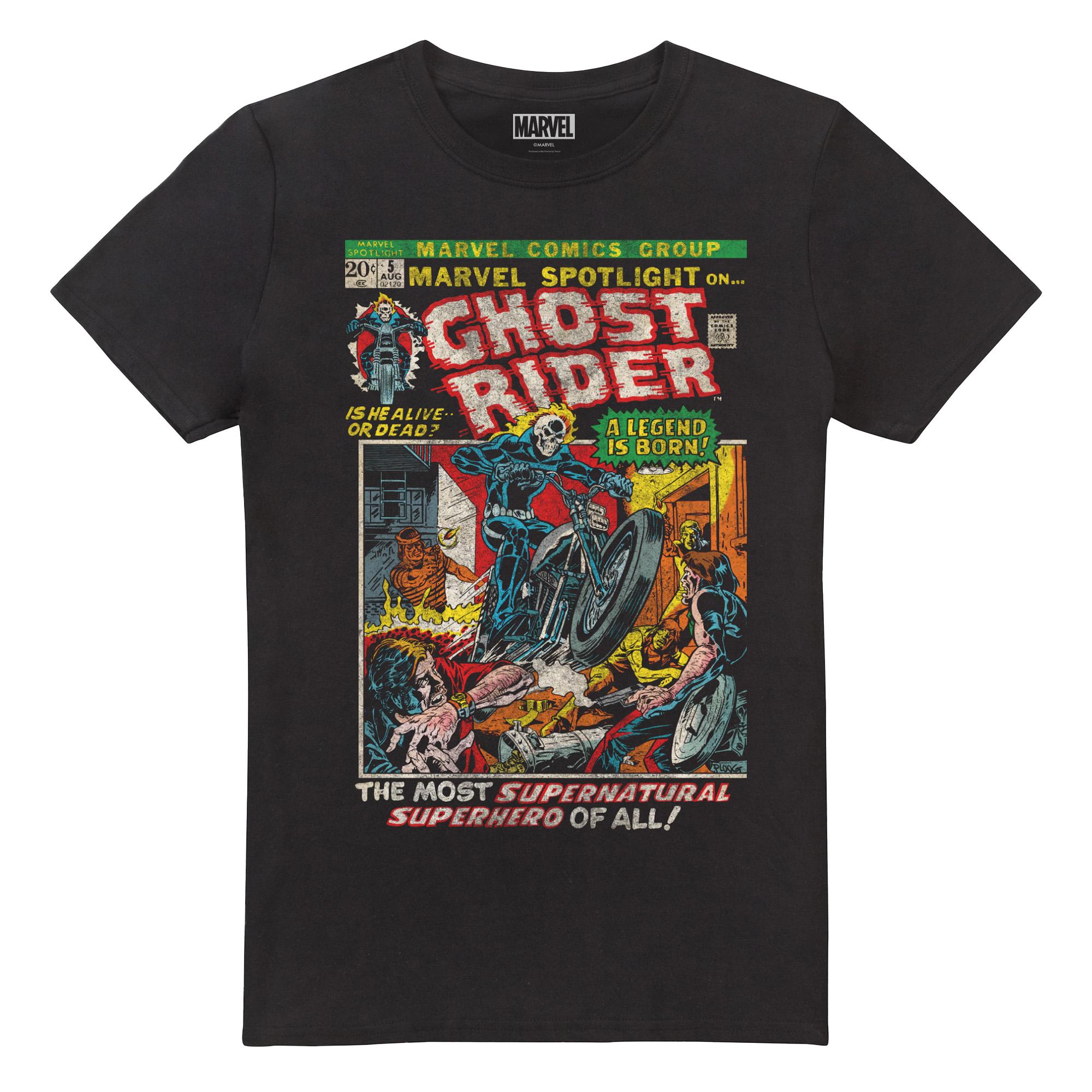 Marvel Heren Ghost Rider Is Born T-shirt L zwart
