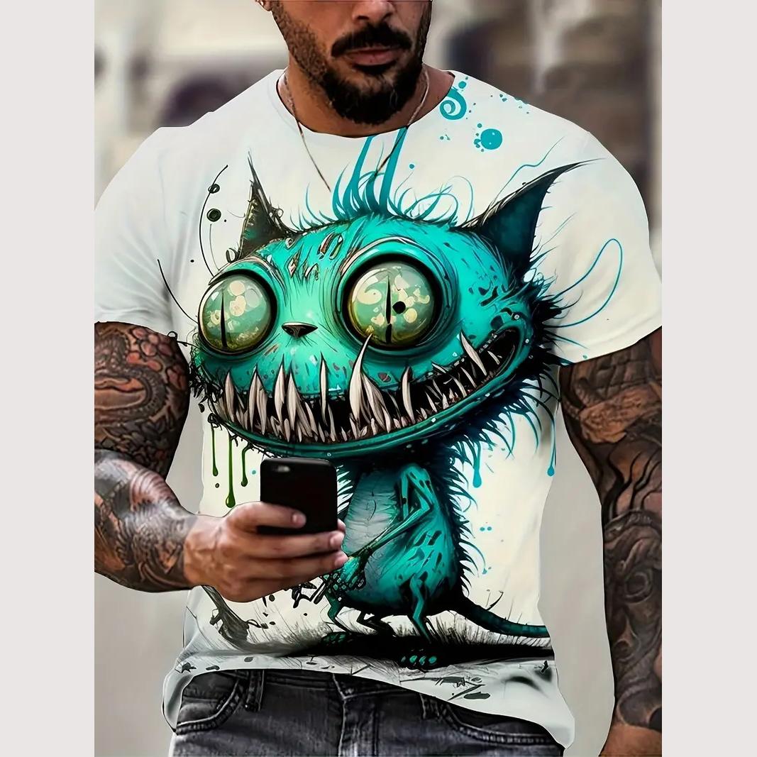 TIP723 Zomer heren T-shirt Street Casual korte mouw Cartoon 3D print Grappige dieren T-shirts Mode Streetwear Herenkleding M