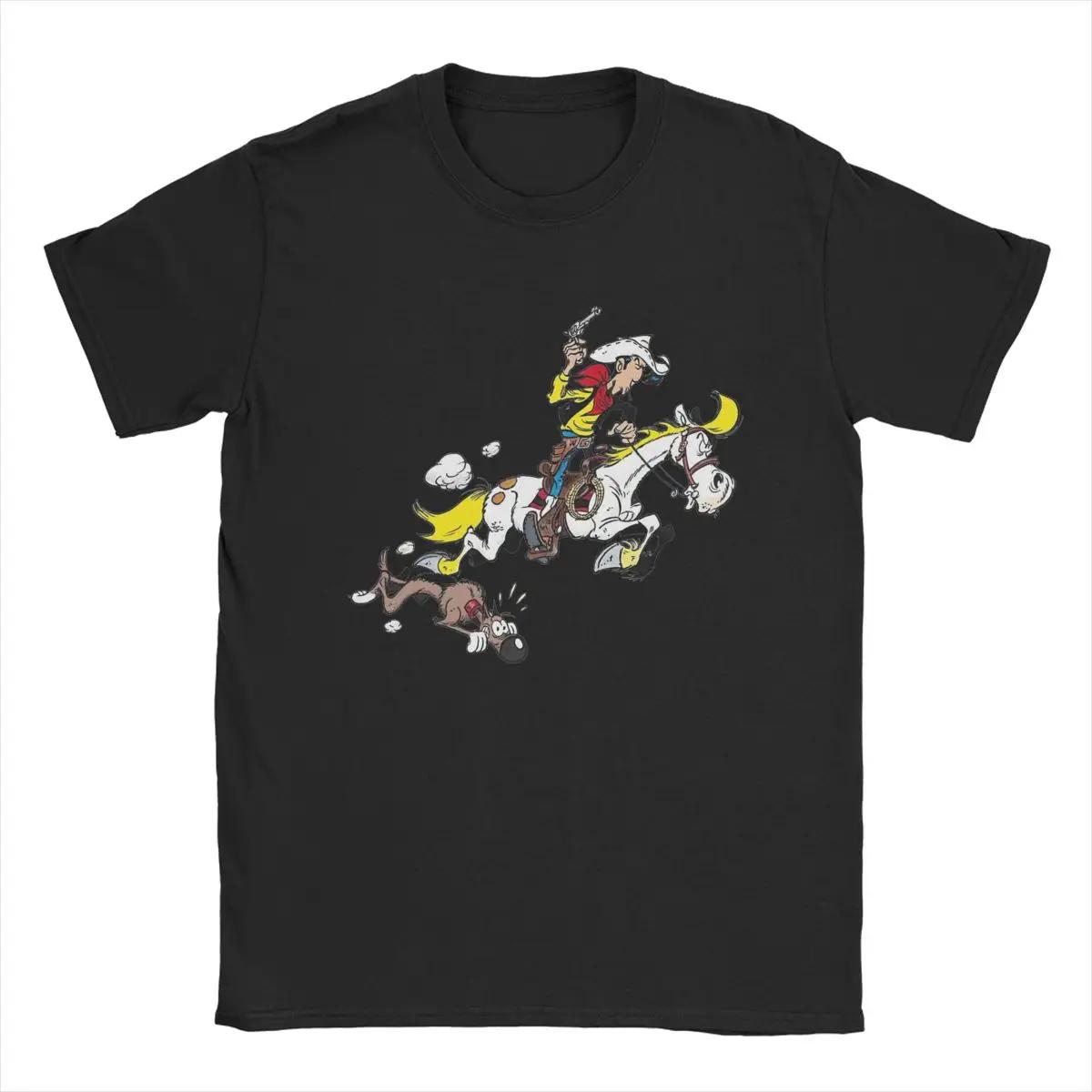 Comfortable season Lucky Luke T-shirts Heren 100% Katoen Casual T-shirts Ronde Hals T-shirt Korte Mouw Kleding Plus Maten XXXXXL