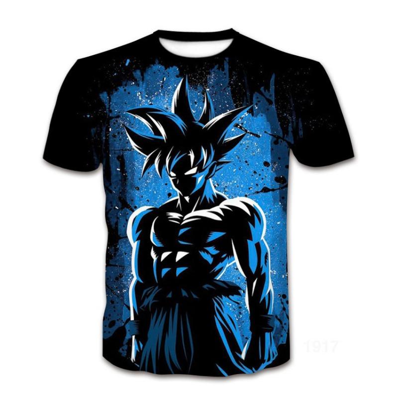 HerSight Zomer Anime 3D Dragon Ball-serie Digitaal Geprint Casual Ronde Hals T-shirt met Korte Mouwen L