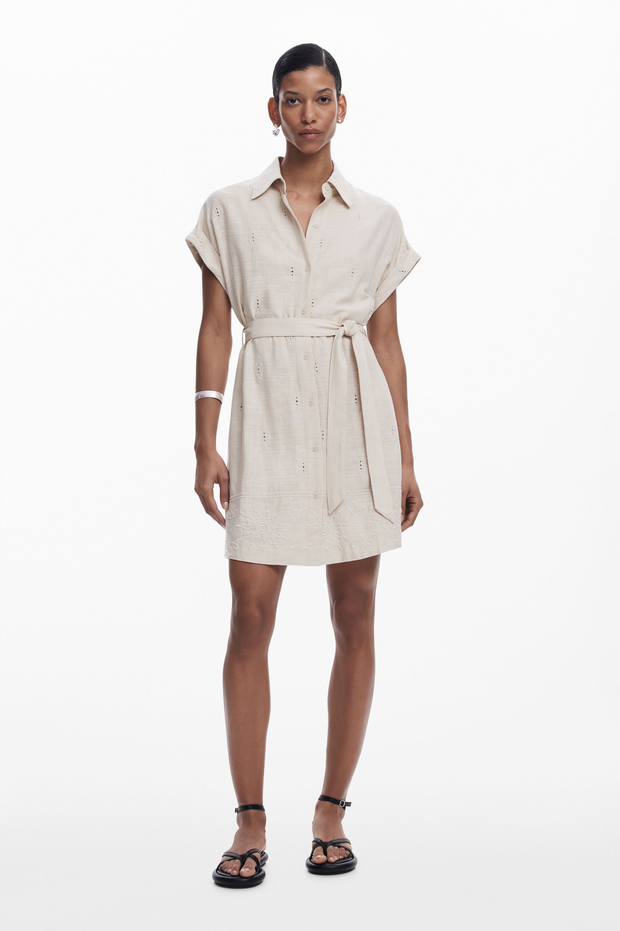 Desigual Kort geperforeerde jurk - WHITE