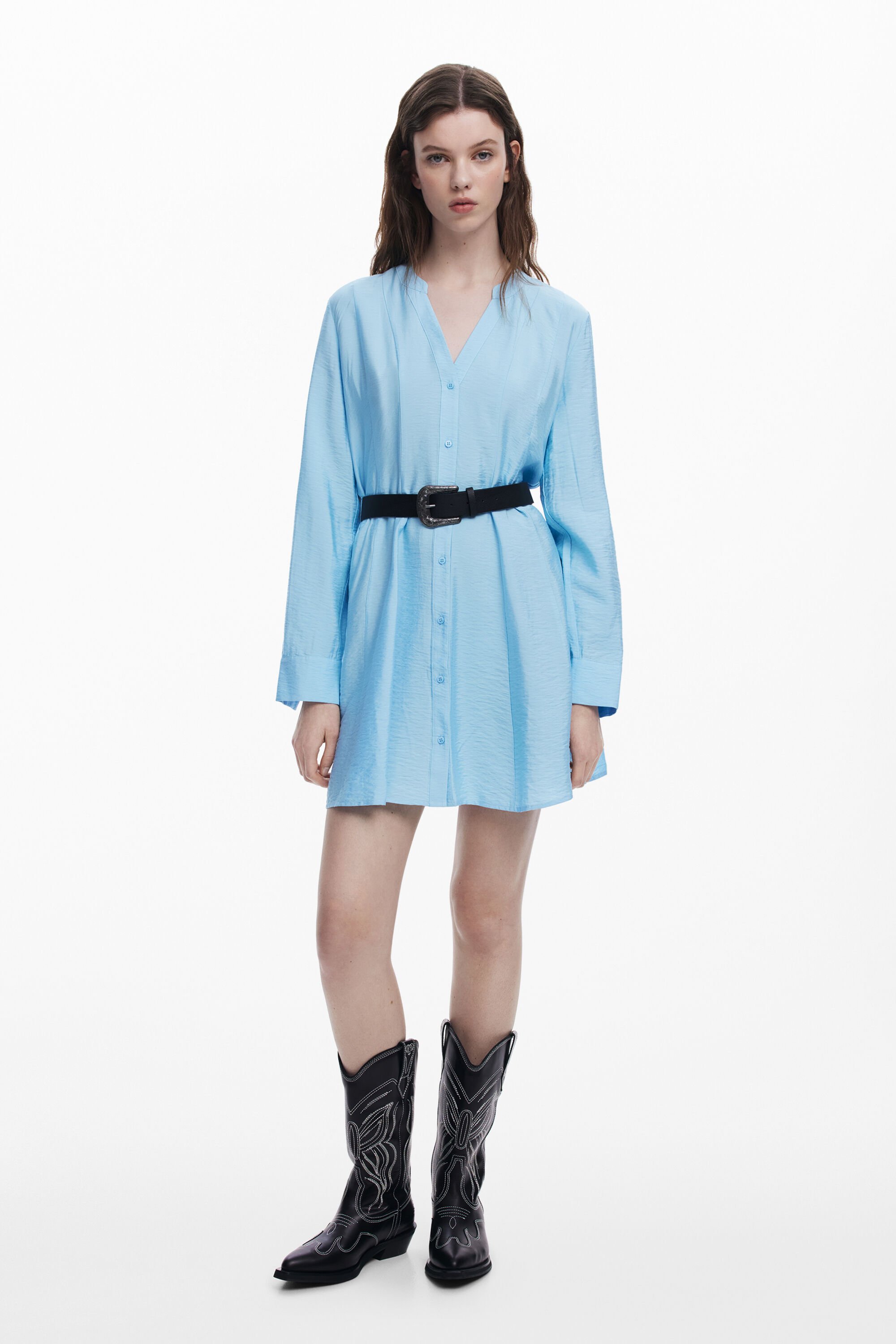 Desigual Overhemdjurk met riem - BLUE