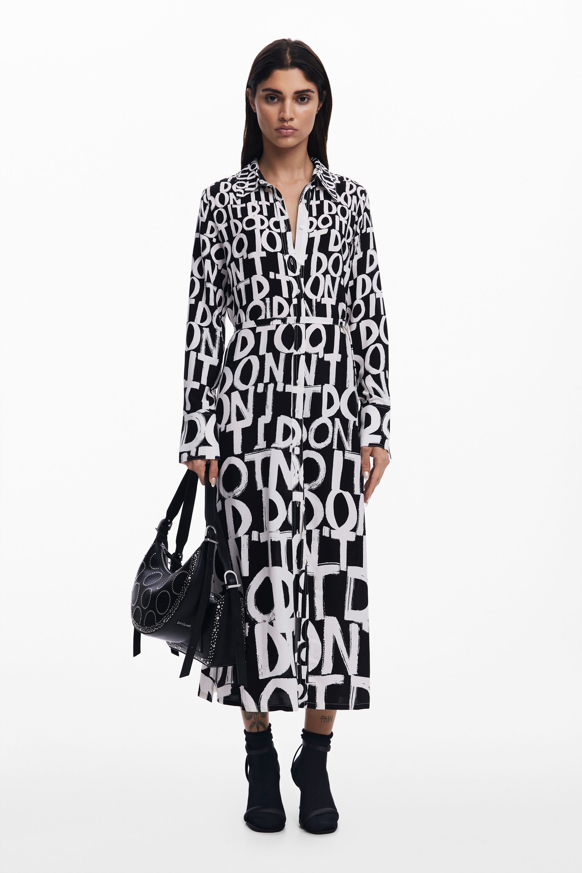 Desigual Midijurk met letters - BLACK