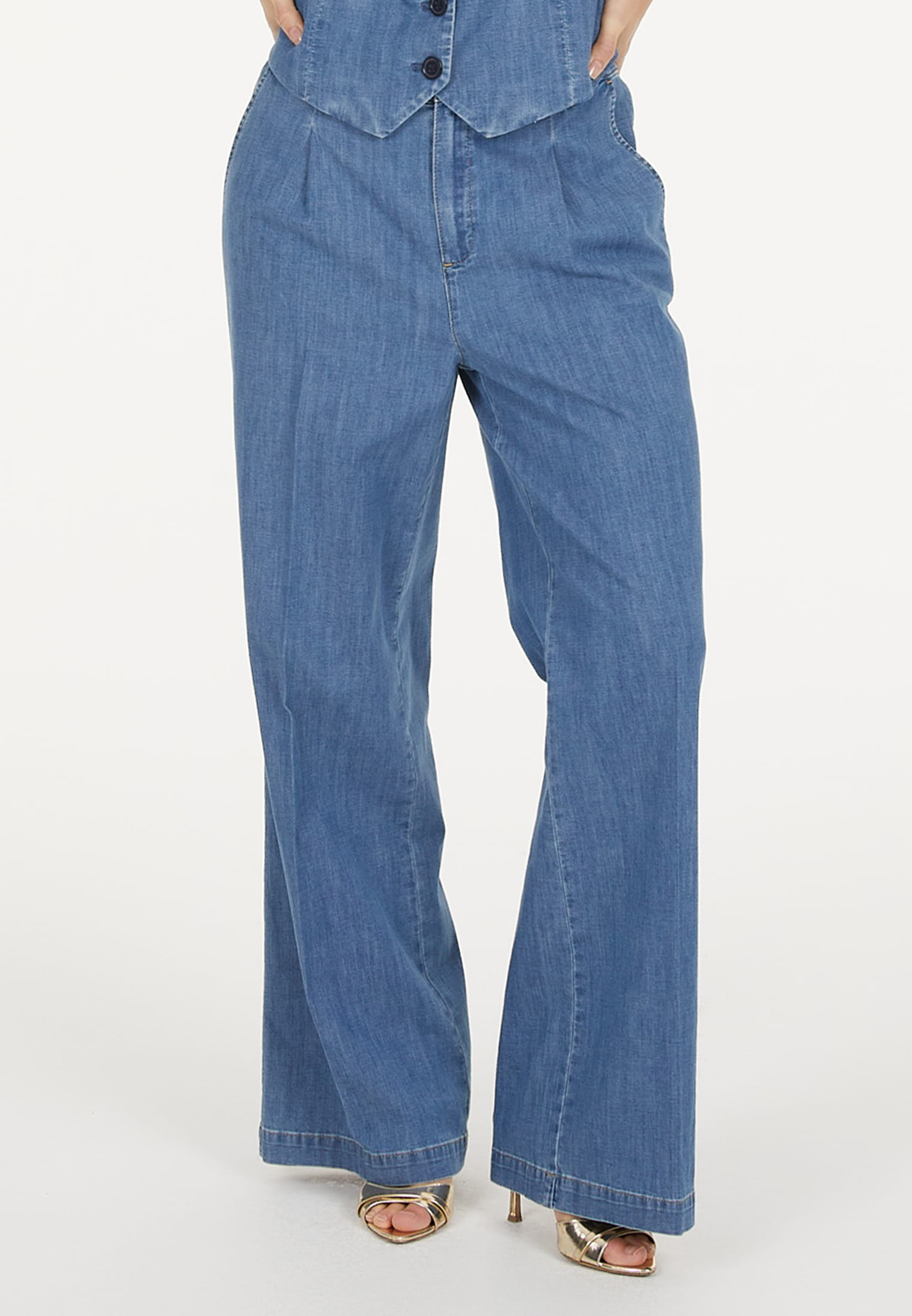 MARC AUREL Jeanshose mit Bundfalten