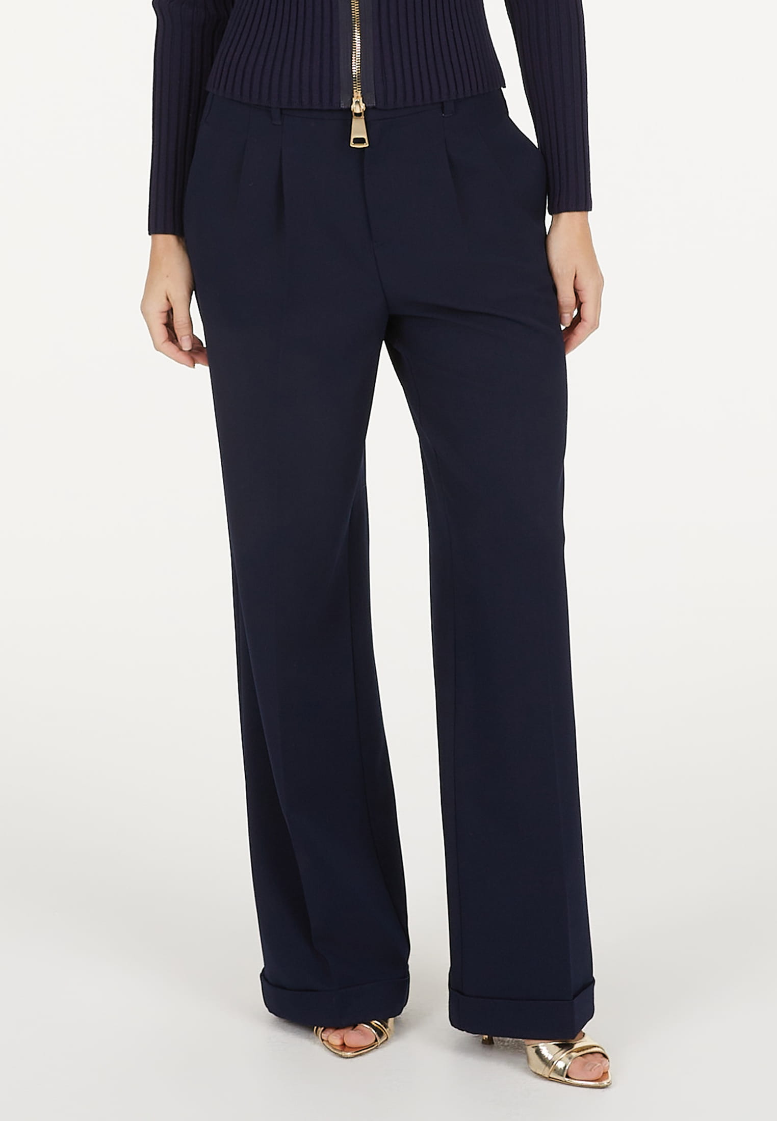 MARC AUREL Bundfaltenhose aus elatischem Twill