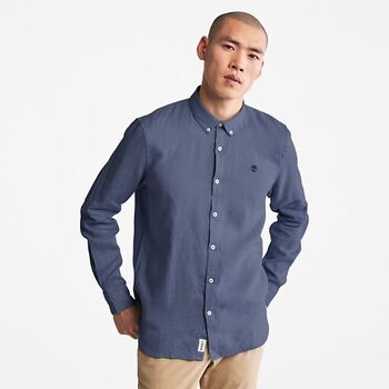 Timberland Overhemd Lange Mouw  TB0A2DC32881 - LINEN SHIRT-DARK DENIM