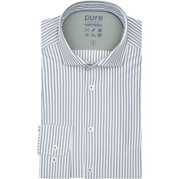 Pure Overhemd Lange Mouw  The Functional Shirt Streep Groen