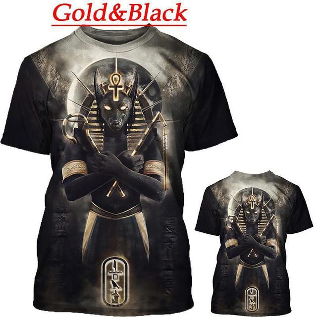 Factory Outlet Clothing Zomermode Casual 3D-printen Retro-stijl Egyptische farao T-shirt met korte mouwen Heren top met ronde hals, sneldrogend XXXXXL