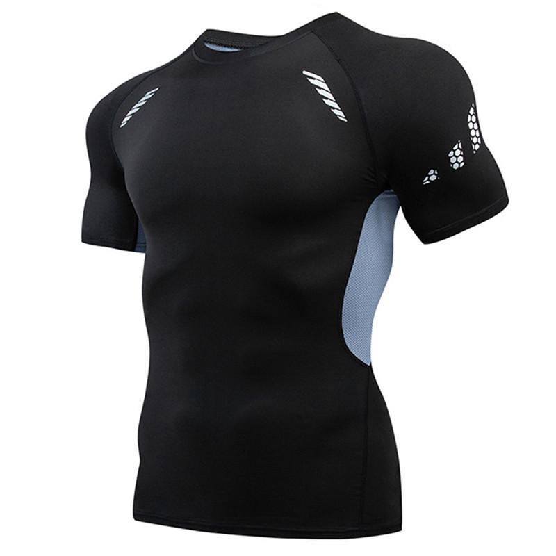 YOUNAXIN Heren zwarte T-shirts met korte mouwen Basislaag Sport Skinny Hardlopen Fietsen Strak dieptepunt Fitness Workout Outdoor Training Top Sportkleding 3XL zwart