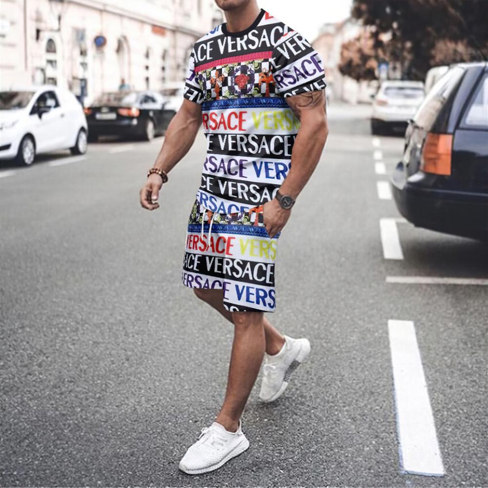 ETST WENDY 005 Zomer Heren T-shirt Luxe 3D Printing Heren Sportkleding Set Grote T-shirt Shorts Mode Set Straat Luxe Stijl Herenkleding M