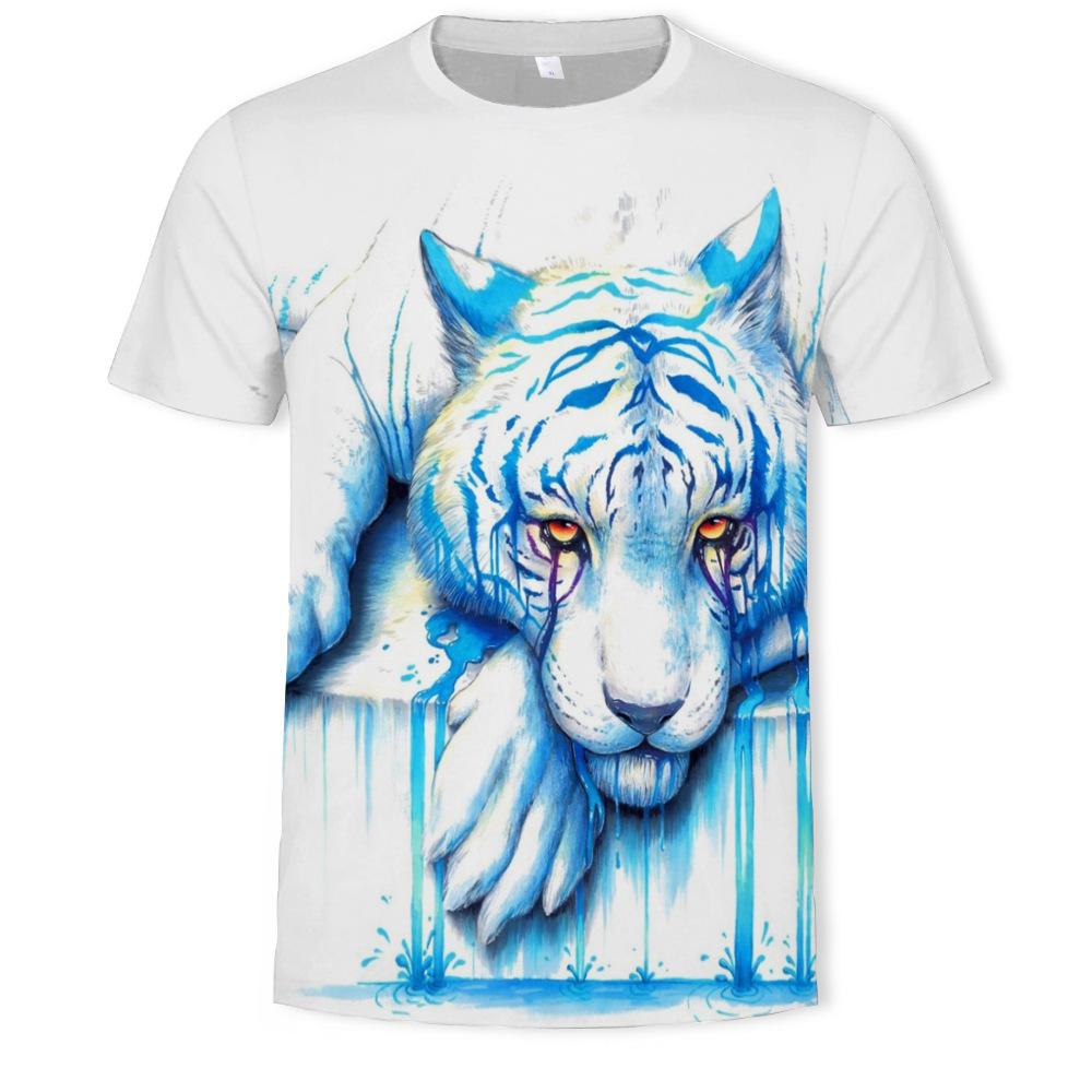HerSight Zomer heren T-shirt 3D Print Tees Tijger Leeuw Losse Ronde Hals Korte Mouw Tops Herenkleding 5XL