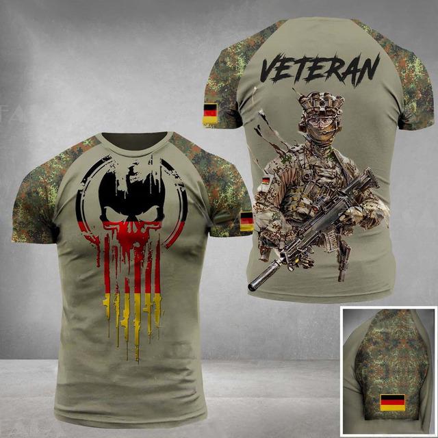ETST WENDY 005 Duitse T-shirt Mannen Schedel Vlag 3d Print Tops Mode Veteraan Korte Mouw O-hals Tee Casual Grafische Oversized Losse T-shirts 2XL