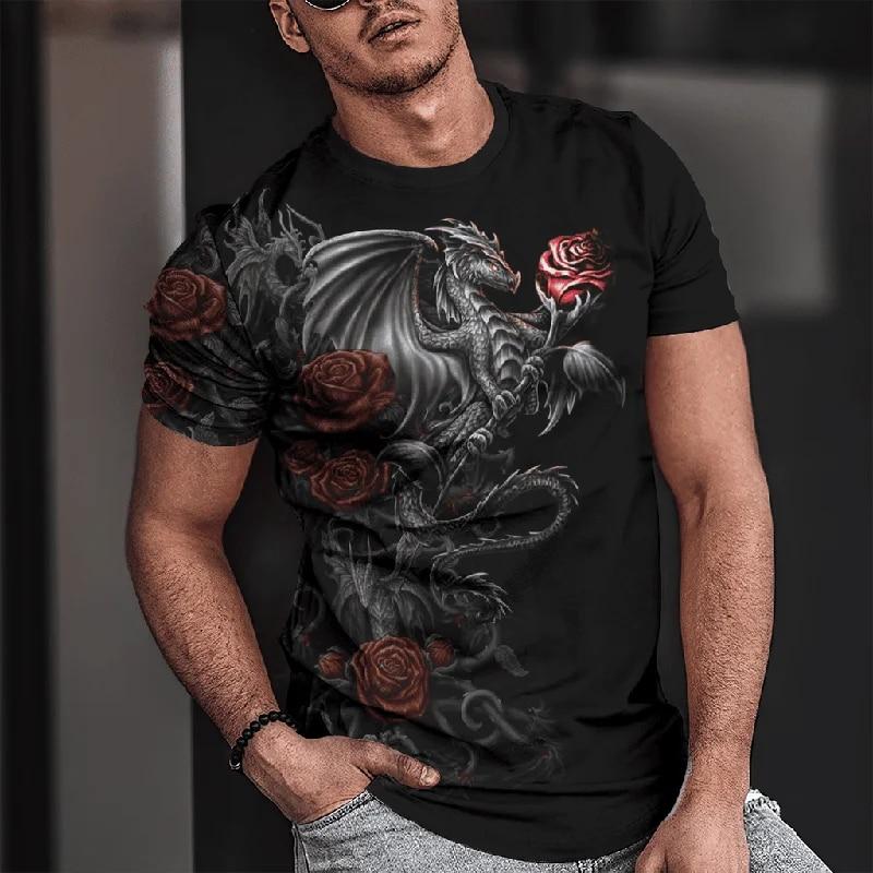 Xr 01 Heren T-shirt voor herenkleding Oversized T-shirt Chinese Draak Grafische 3D Print Zomer Casual Mode Korte mouw Tops S