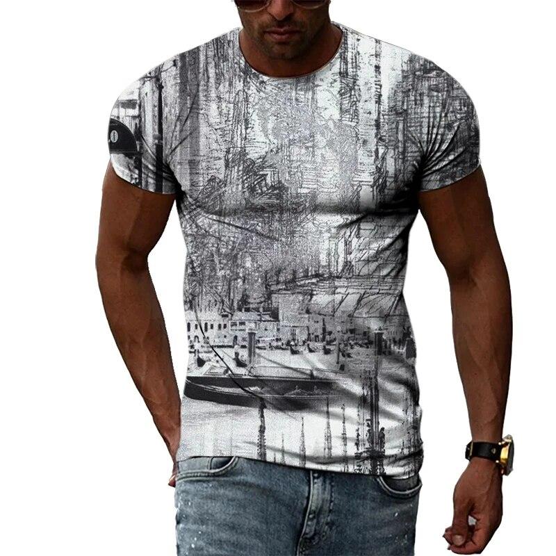 Transmission of love Zomertrend Mode Grappig Graffitipatroon Heren T-shirts Casual print Hiphop Tees Persoonlijkheid Ronde hals Korte mouw Tops S