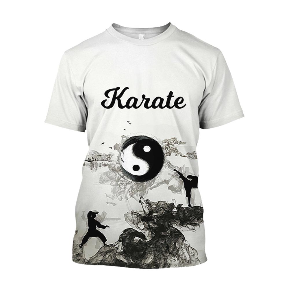 Laoxu Japan Training T-shirt Mannen 3d Karate Gedrukt Tee Tops Oversized Korte Mouwen Hoogwaardige Sportkleding Mannen Sneldrogende t-shirt 4XL grijs