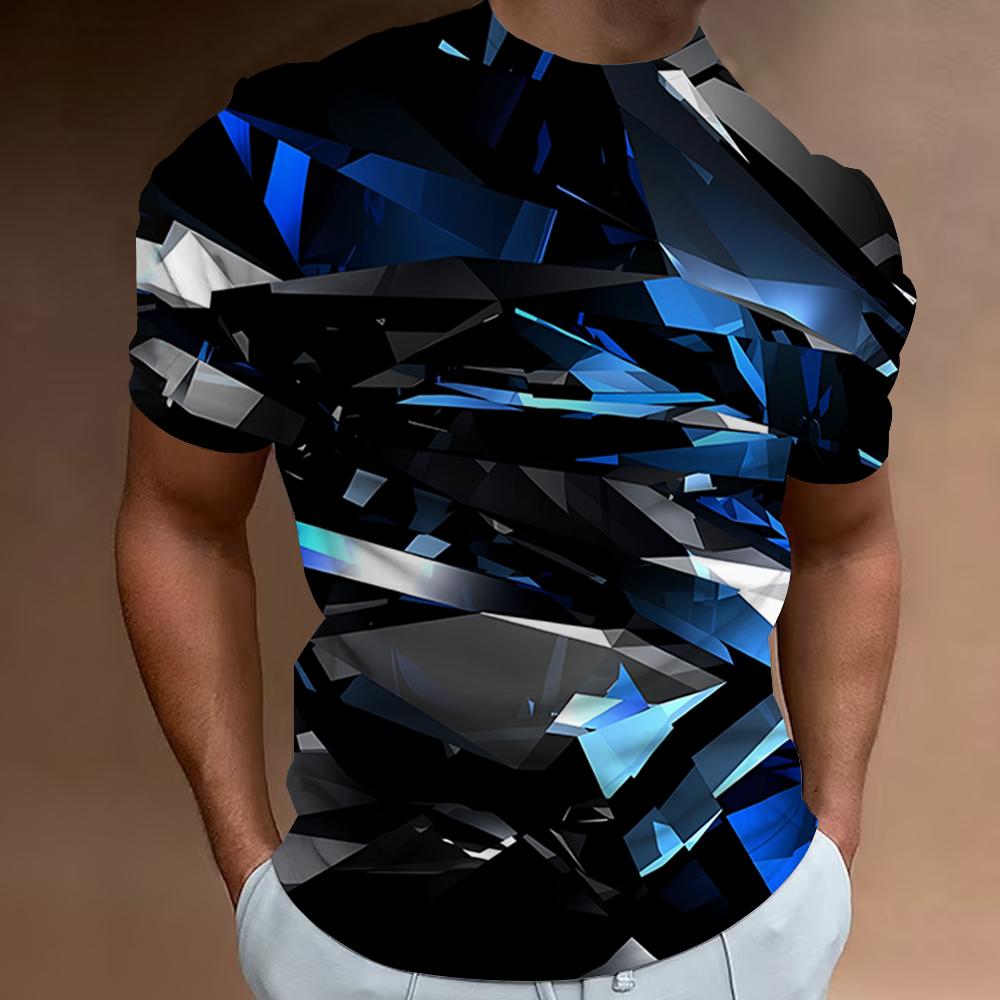 Etst 003 3d Gebroken Rots Print Heren T-shirt Zomer Casual Kort Mouw Top Mode Casual Sportshirt Losse Oversized T-shirts Voor Mannen 2XL
