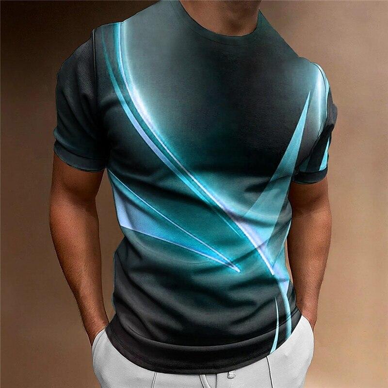 HerSight Heren T-shirt Curved Radiance Grafisch 3D Geprint T-shirts Casual Losse Korte Mouwen T-shirts Oversized Herenkleding Tops M