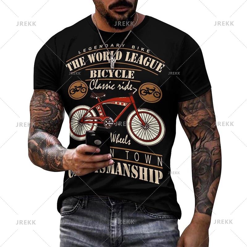 Men look 3D Clothes Bike Vintage Sport Fiets 3D Bedrukte T-shirt Voor Mannen O Hals Korte Mouw Zwarte T-shirts Homme Streetwear Kwaliteit Mannelijke T-shirts L