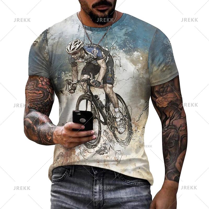 Men look 3D Clothes Bike Vintage Sport Fiets 3D Bedrukte T-shirt Voor Mannen O Hals Korte Mouw Zwarte T-shirts Homme Streetwear Kwaliteit Mannelijke T-shirts 4XL