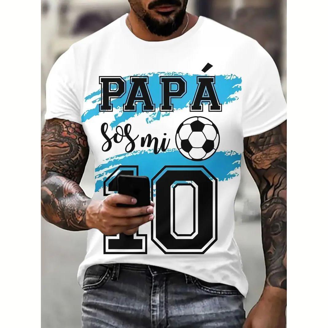 ETST 07 Zomer Heren T-shirt Casual Korte Mouw Tee Nummer 10 Print Voetbal T-shirt Street Sportshirt Mannelijk Oversized Kleding 3XL