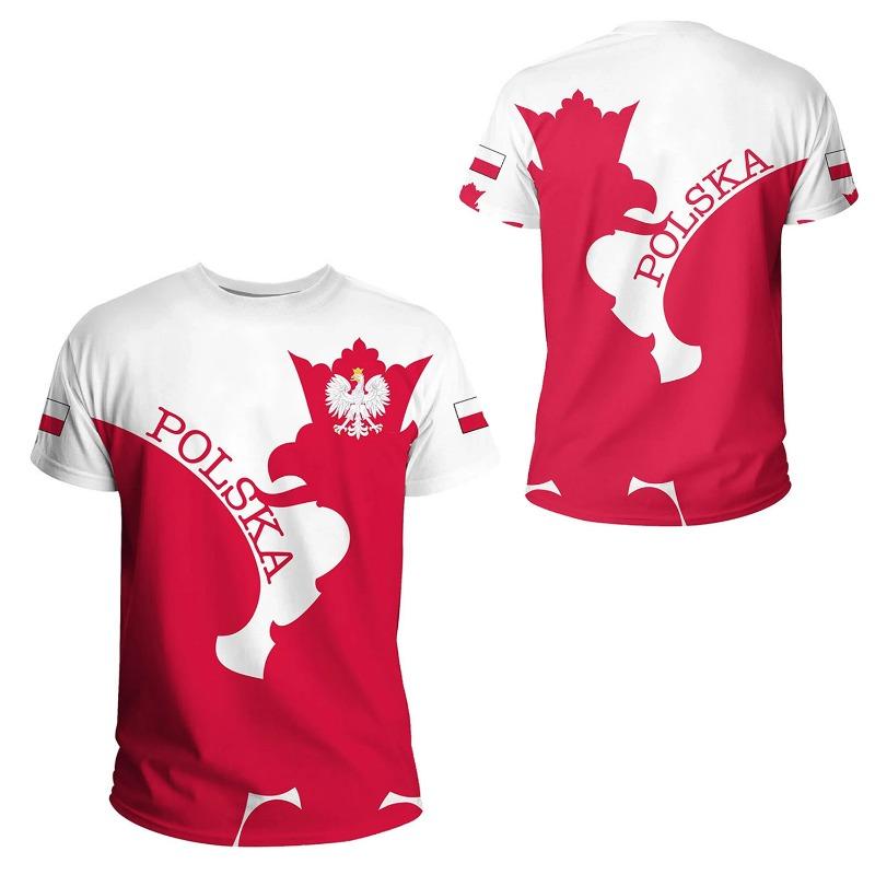 Xuhaijian02 Poland  Flag National Emblem Tshirts 3D Print T-Shirt Summer T Shirt Fashion Kids Casual Boy Girl Unisex Round Neck Tees TShirt 120