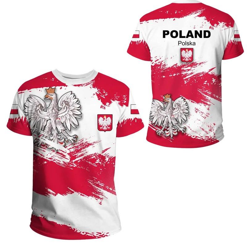 Xuhaijian02 Poland  Flag National Emblem Tshirts 3D Print T-Shirt Summer T Shirt Fashion Kids Casual Boy Girl Unisex Round Neck Tees TShirt 150