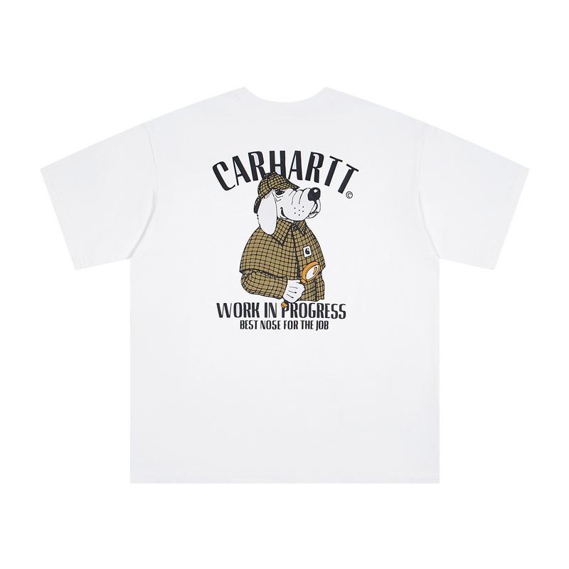 Carhartt 2025 Zomer Nieuw Heren en Dames Katoenen Losse Ronde Hals Nieuw Detective Patroon Print T-shirt XL