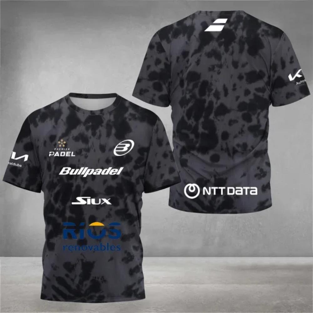 ETST35 Padel tennis fan ademend snel drogend T-shirt, heren tennis training top, 3D geprinte zomer kleding met korte mouwen, rond L