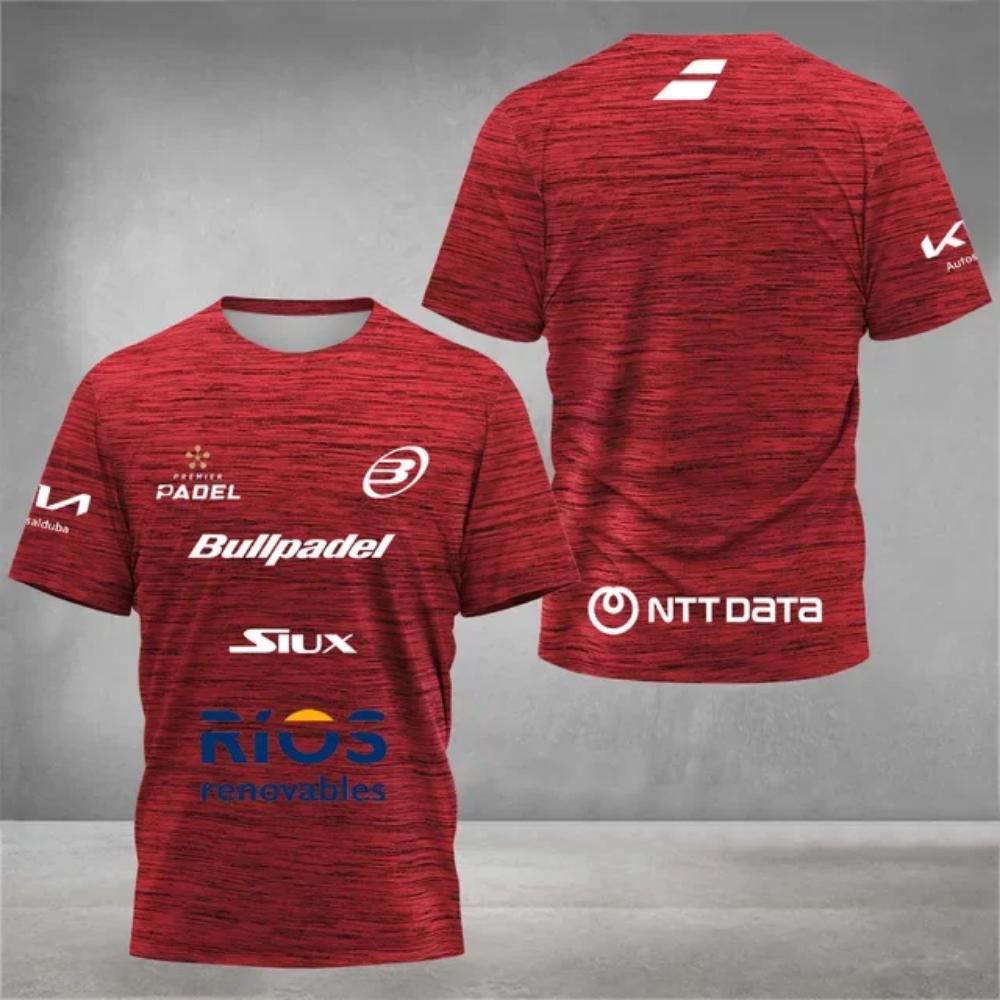 ETST35 Padel tennis fan ademend snel drogend T-shirt, heren tennis training top, 3D geprinte zomer kleding met korte mouwen, rond L