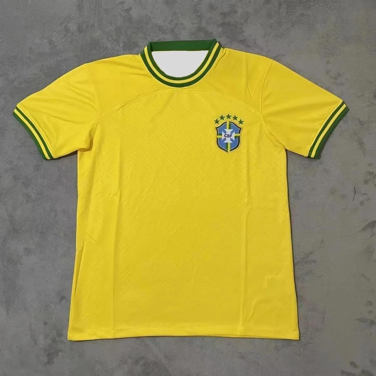 Haijian02 Men's Shirts New Hot-selling Brazilian Football Jersey and Leisure Thai Jersey Short Sleeve Quick-Dry Training Sports Unisex Top S