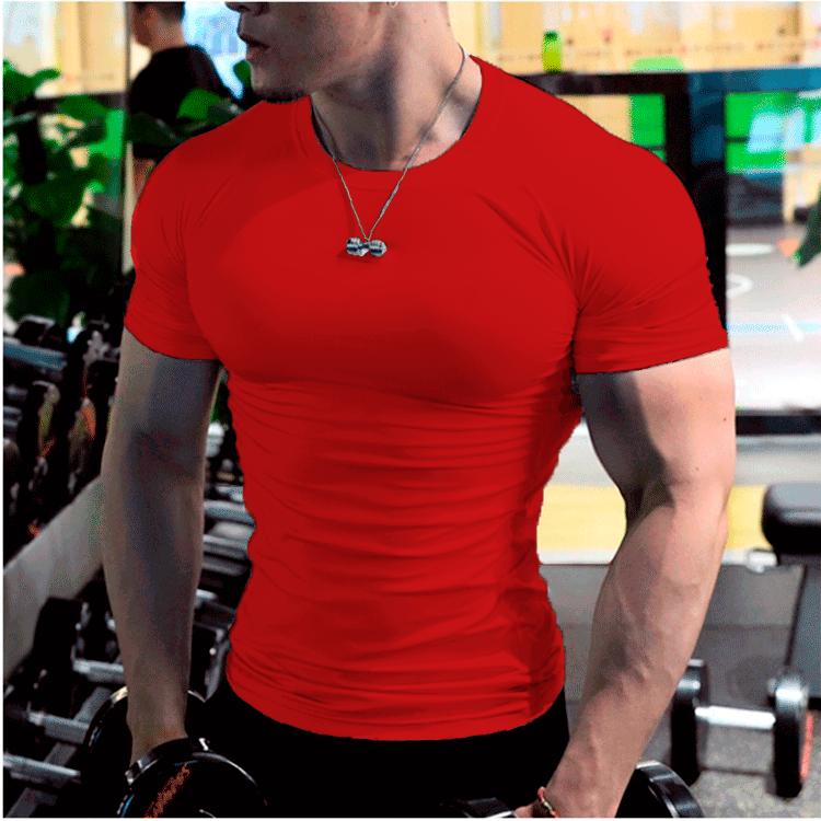 JunChengMY Jeugd 2024 Zomer Nieuwe Sport Casual Korte mouwen Trendy Mode heren T-shirt Tops S rood