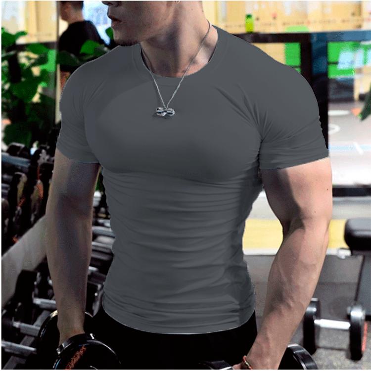 JunChengMY Jeugd 2024 Zomer Nieuwe Sport Casual Korte mouwen Trendy Mode heren T-shirt Tops M donkergrijze kleur