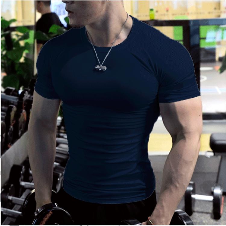 JunChengMY Jeugd 2024 Zomer Nieuwe Sport Casual Korte mouwen Trendy Mode heren T-shirt Tops L marineblauwe kleur