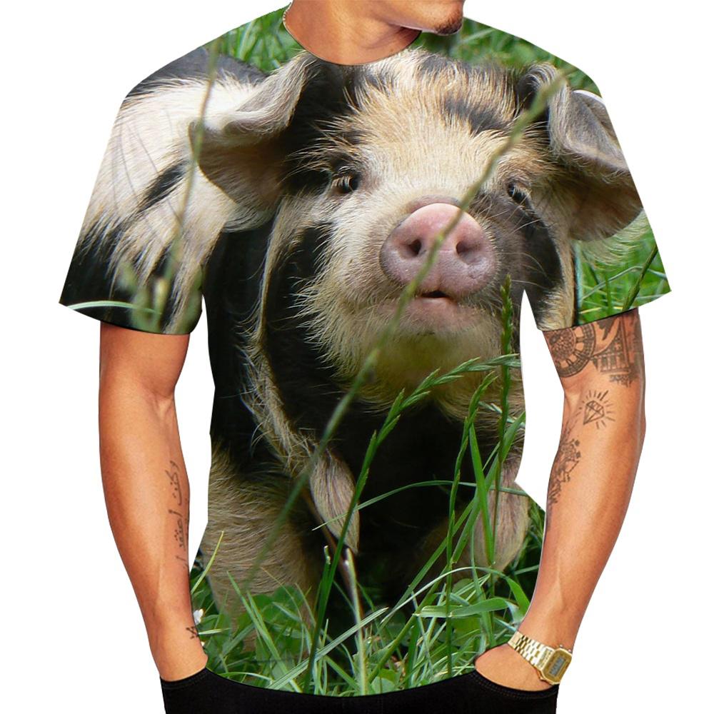 ETST WENDY 005 Zomer Nieuwigheid Dier Varken 3D Bedrukte Heren T-shirts Grappig Piggy Polyester Ronde Hals Korte Mouw Losse Tops Oversized T-shirts XXL