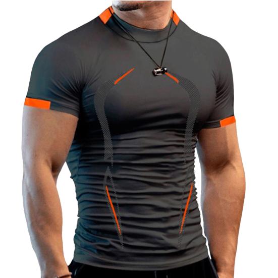 Tianshan Chique 3D-snijsportkleding Ademend heren Gym Sport T-shirt Dagelijks kledingstuk Fitness T-shirt M donkergrijze kleur