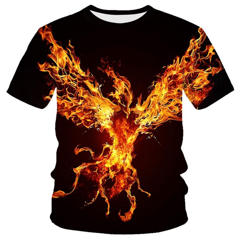 Xr 01 Mode Zomer Eagle En Vlam Phoenix Dier 3d Gedrukte T-shirt Voor mannen T-shirt O'neck Korte Mouw oversized T-shirt Top Hot 3XL