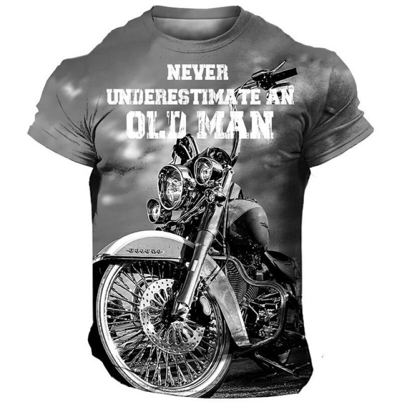 Xuhaijian02 Vintage motorfiets heren T-shirt 3D-print rijden korte mouw zomer mannelijke kleding casual tops klassieke biker ademend T-shirt L